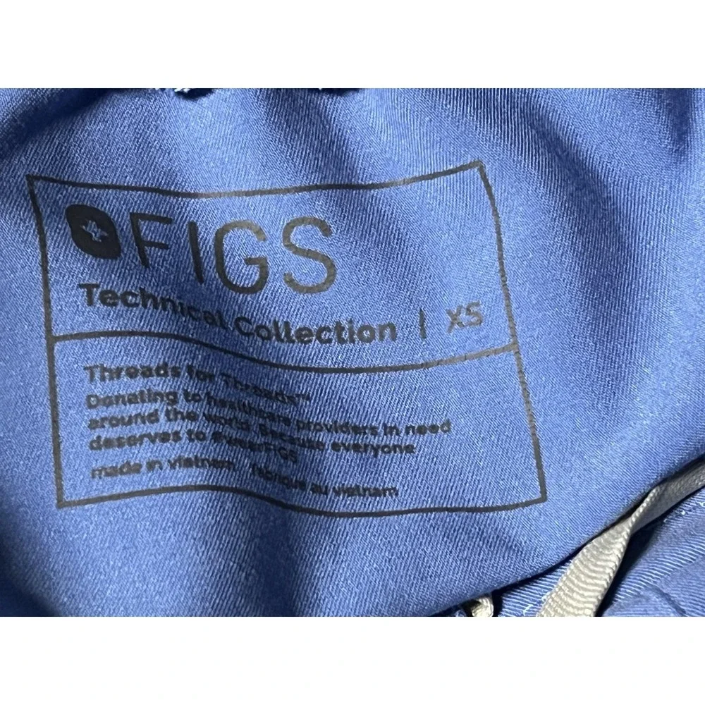 Figs Scrub Pants Womens XS Blue Technical Collection‎ Cargo Pockets Drawstring